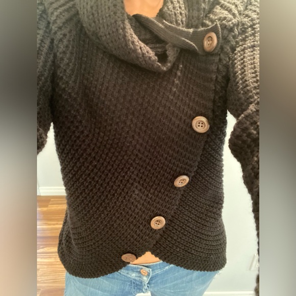 Chunky knit sweater wide turtle neck black - Picture 4 of 12